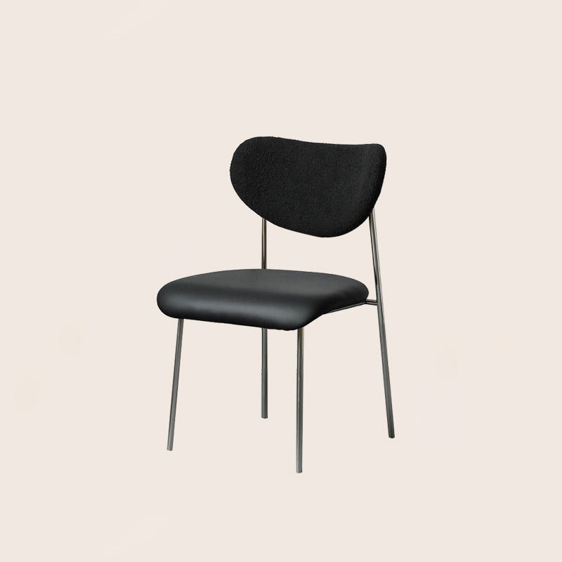 Chaise de salle à manger contemporaine scandinave en cuir PU avec dossier en laine d&