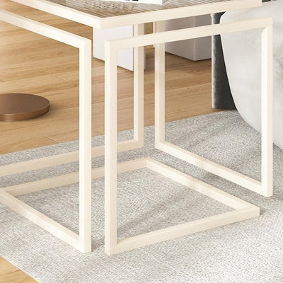 Table d'appoint carrée en verre et fer à la simplicité contemporaine pour salon 