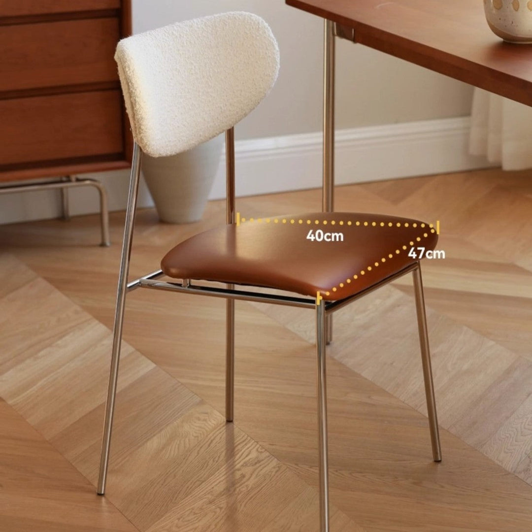 Chaise de salle à manger contemporaine scandinave en cuir PU avec dossier en laine d&