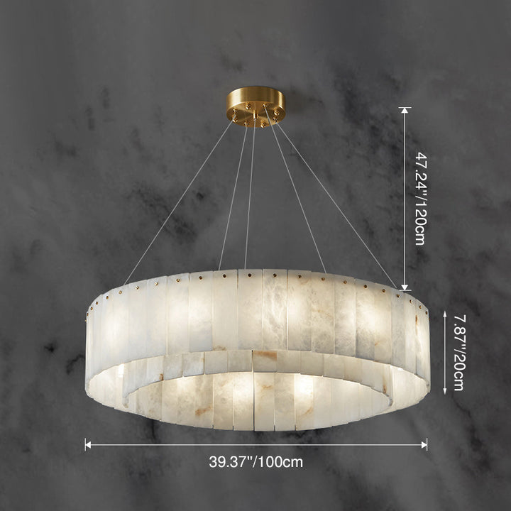 Contemporary Scandinavian Round Copper Stone 8/12/14 Light Chandelier For Living Room