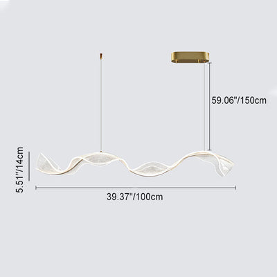Zeitgenössische Luxus Acryl Wellpappe Flattern Band Hardware LED Insel Licht Pendelleuchte Für Wohnzimmer 