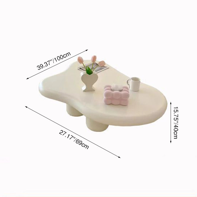 Table basse en acier au carbone et panneau de fibres de densité moyenne, de style minimaliste moderne et en forme de nuage, à 1 niveau, pour salon 