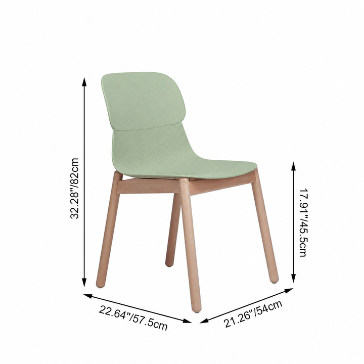 Modern Minimalist PP Dining Chair With Ergonomic Curved Back &amp; Solid Beech Wood Legs - Textured Side Chair For Dining Room, Kitchen &amp; Home Office