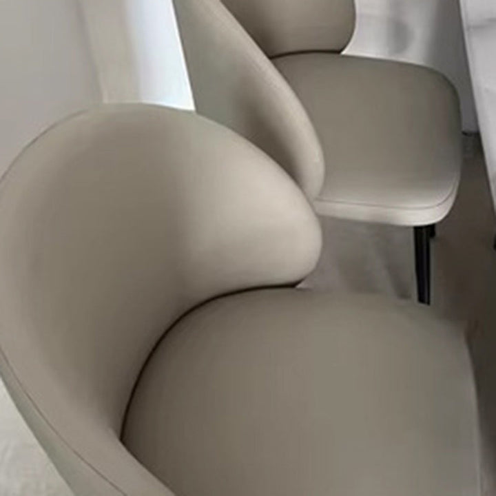 Modern Minimalist Microfiber Leather Plywood Carbon Steel Sponge Square Elliptical Curved Dining Chair Backrest For Dining Room