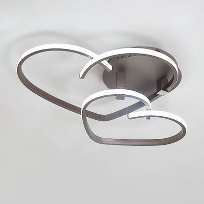 Zeitgenössische kreative Herzform Acryl Streifen Eisen LED Semi-Flush Mount Deckenleuchte für Wohnzimmer 