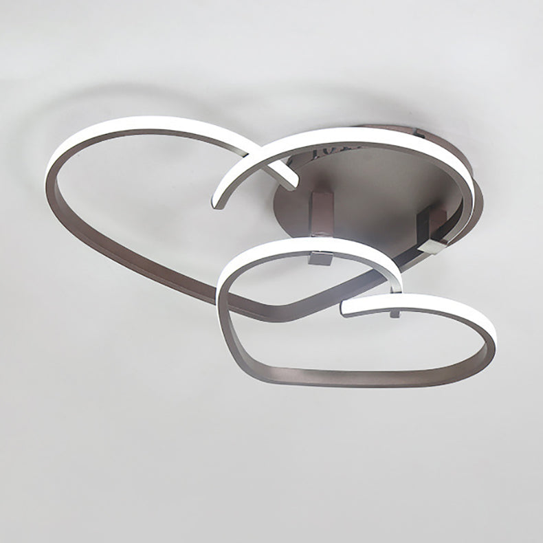 Zeitgenössische kreative Herzform Acryl Streifen Eisen LED Semi-Flush Mount Deckenleuchte für Wohnzimmer 