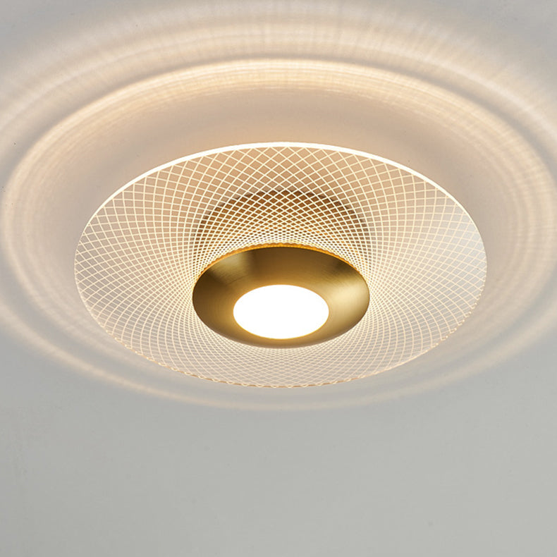 Lustre semi-encastré LED en acrylique à motif géométrique circulaire vertical de luxe contemporain pour salon 