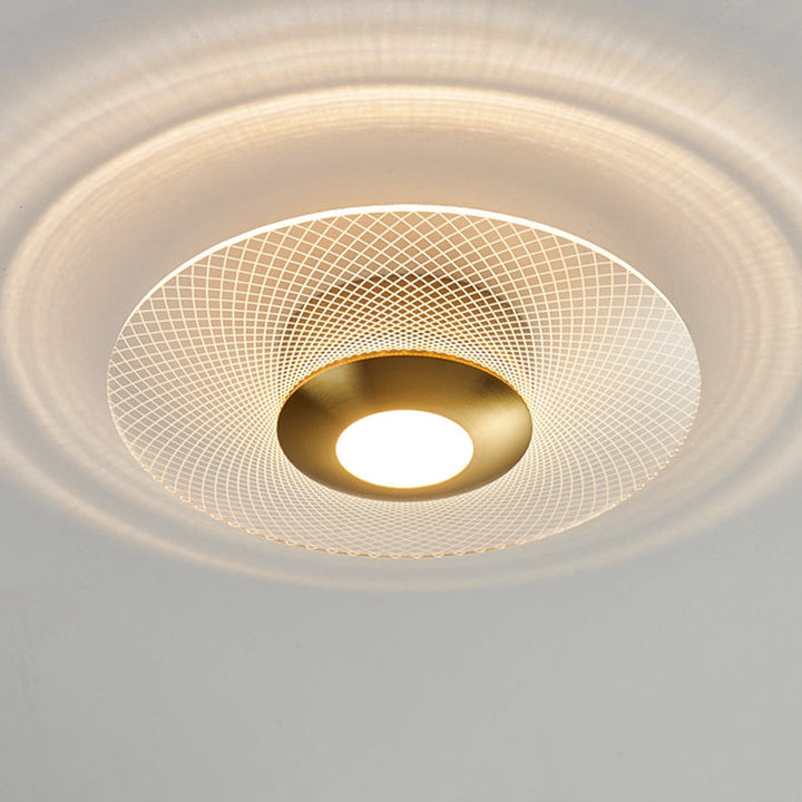 Lustre semi-encastré LED en acrylique à motif géométrique circulaire vertical de luxe contemporain pour salon 