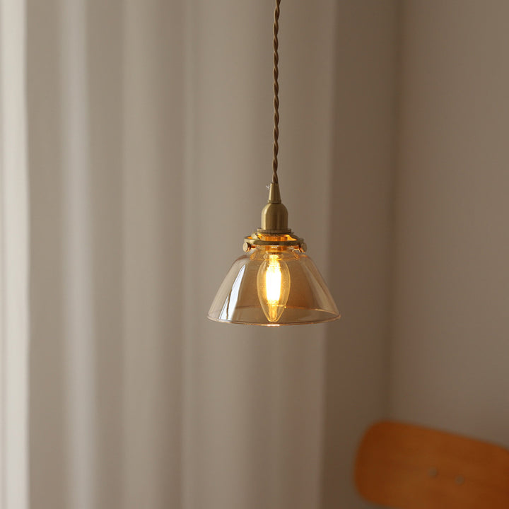 Dôme japonais traditionnel en fer cuivre et verre à 1 lumière pour salon 