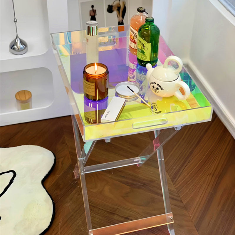 Modern Minimalist Foldable Rainbow Rectangle Acrylic Side Table For Living Room