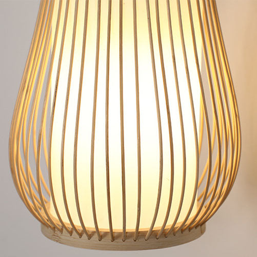 Traditionelle chinesische Weberei Bambuskäfig Form 1-Licht Wandleuchte für Wohnzimmer 