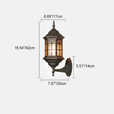 Conception traditionnelle de château en alliage d'aluminium européen, applique murale étanche à 1 lumière en verre pour patio extérieur 
