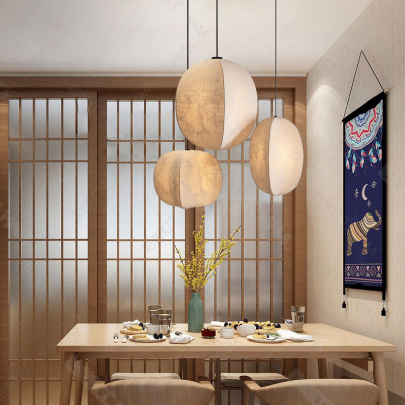 Forme de lanterne anti-soie Zen japonaise traditionnelle 1 lumière suspension pour salon 