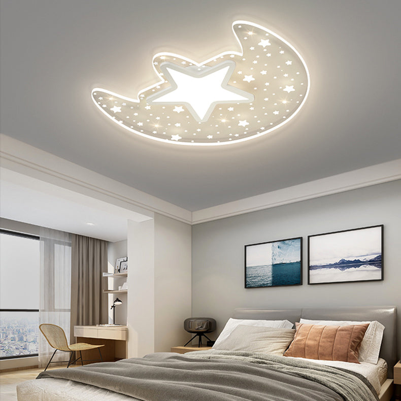 Luz de techo empotrada LED de aluminio acrílico estrella luna creativa contemporánea para dormitorio 