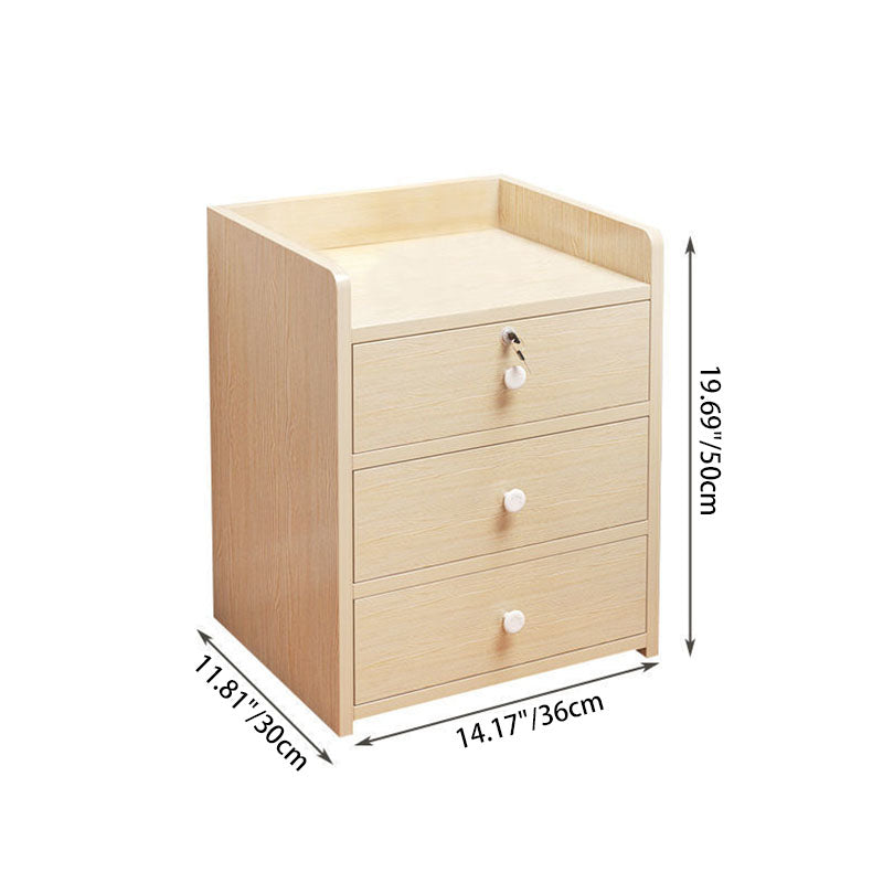 Table de chevet rectangulaire minimaliste moderne en panneau de densité avec 1/2/3 tiroirs pour chambre à coucher 