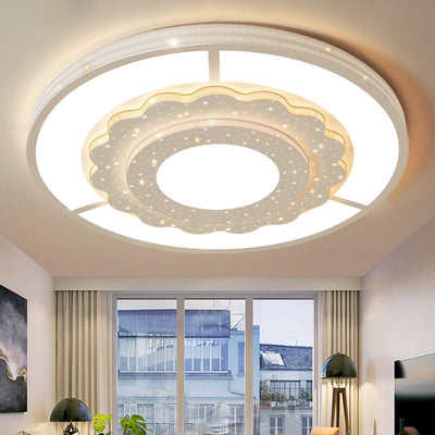 Zeitgenössische Einfachheit Sternenhimmel Dekor Blume Rand Acryl Runde Schatten LED Unterputz Deckenleuchte Für Wohnzimmer 