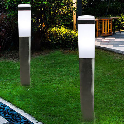 Modern Black White Rectangular Outdoor Patio 1-Light Landscape Lawn Light