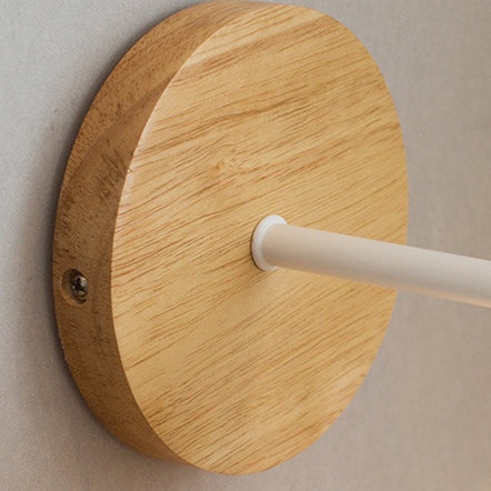 Lámpara de Aplique de Pared de 1 Luz Moderna Minimalista Redonda de Madera de Media Luna de Hierro y Resina para Sala de Estar 