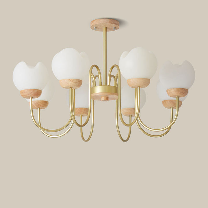 Moderne Mid-Century Blumen Metall Gummibaum Rotomolded 3/5/8 Licht Kronleuchter für Wohnzimmer 