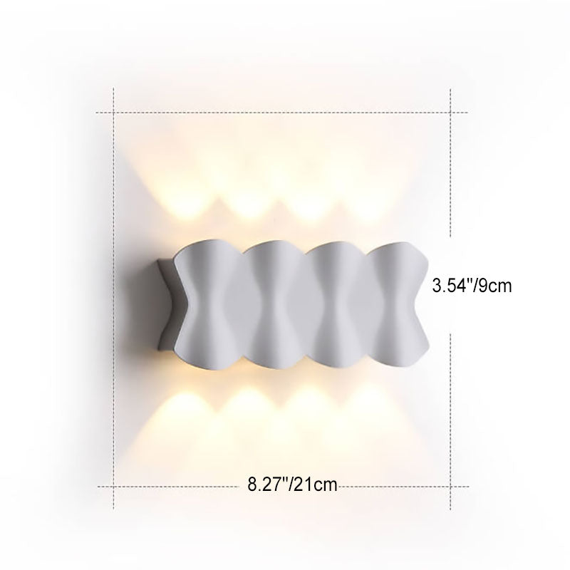 Moderne Schlichtheit Rechteck Welle Aluminium LED Außenwandleuchte Lampe Für Außenbereich Patio 