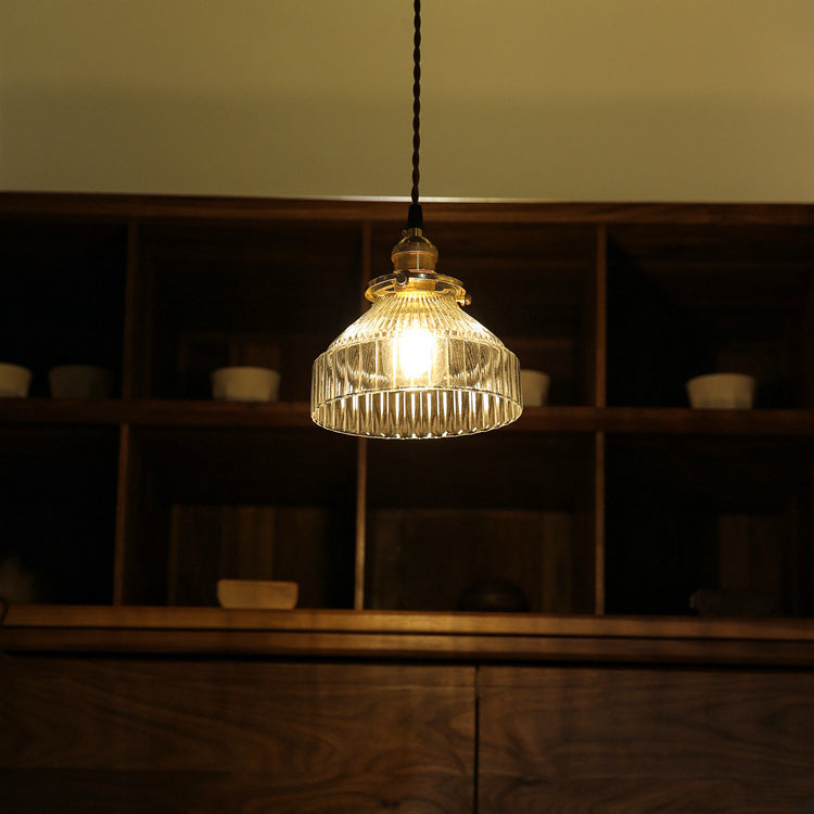 Contemporary Nordic Brass Glass Round Shape 1-Light Pendant Light For Living Room