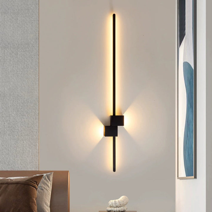 リビングルーム用のモダンミニマリストストリップ長方形鉄アルミニウムLEDウォールランプ 