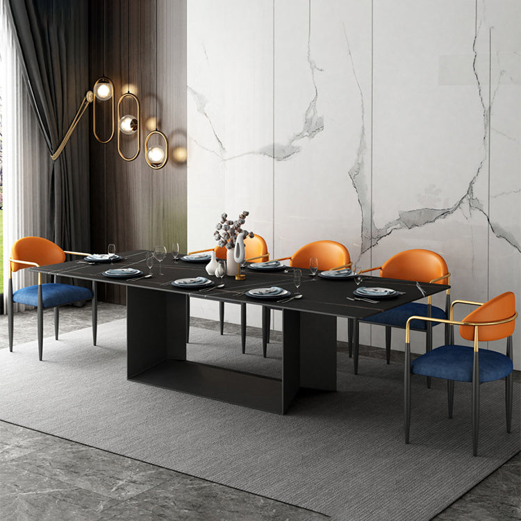 Chaise de salle à manger contemporaine nordique carrée demi-ronde en velours, microfibre, cuir et fer avec dossier et accoudoirs pour salle à manger 