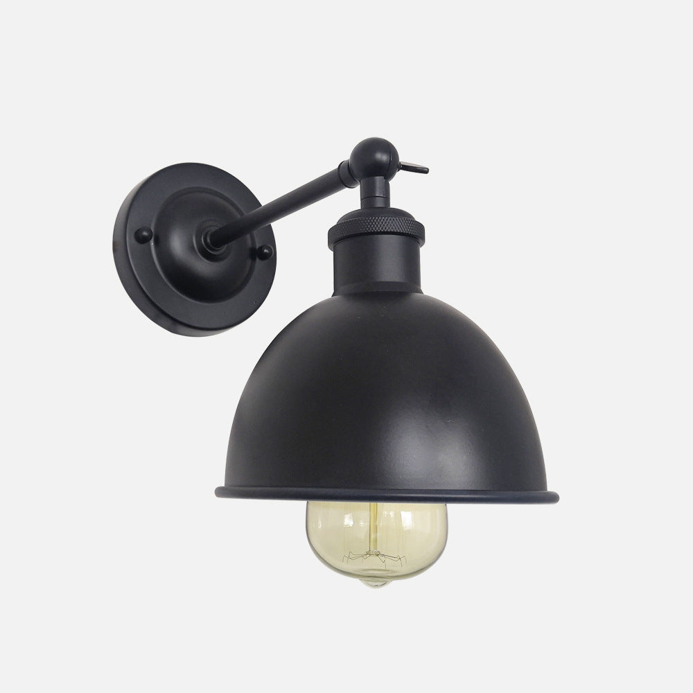 Zeitgenössische industrielle Eisen halbrunde Schatten Rocker Arm 1-Licht Wandleuchte Lampe für Wohnzimmer 