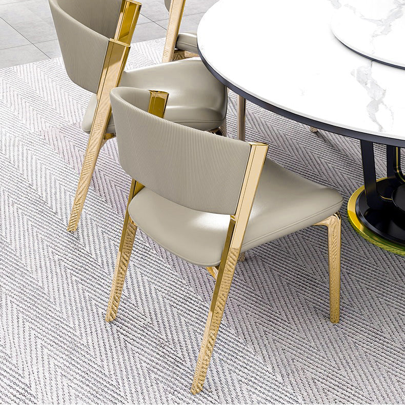 Modern Luxury Square Faux Leather Carbon Steel Foam Dining Chair Four Legs Backrest For Dining Room