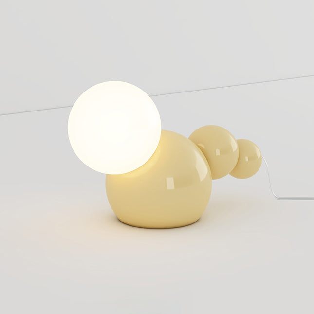 Lampe de table contemporaine nordique en forme de globe en fer géométrique crème acrylique à 1 lumière pour bureau à domicile 