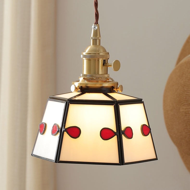 Zeitgenössische Kreative Glas Messing Polygon 1-Licht Pendelleuchte für Esszimmer 