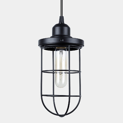 Contemporary Industrial Iron Cage 1-Light Pendant Light For Living Room