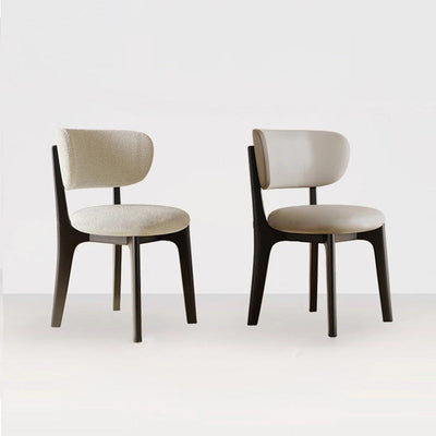 Silla de comedor sin brazos contemporánea de simplicidad redonda con respaldo de marco de madera de terciopelo suave para comedor 