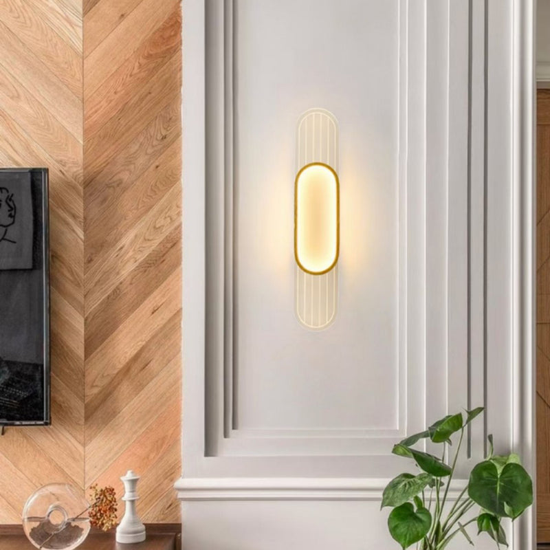 Lámpara de pared LED elíptica de tira acrílica de hierro nórdico contemporáneo para sala de estar 
