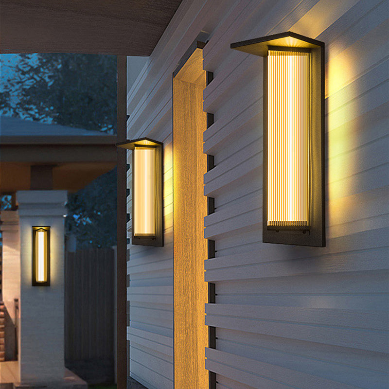 Zeitgenössische Einfachheit Edelstahl Acryl Schatten LED Wasserdichte Wand Leuchte Lampe Für Outdoor Terrasse 