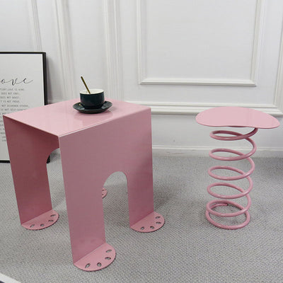 Table d'appoint carrée minimaliste moderne en plaque laminée à froid à 4 pieds pour salon 