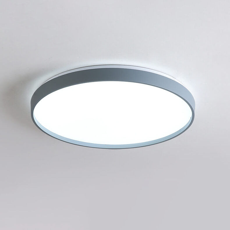 Modern Minimalist Round Solid Color Acrylic Iron LED Flush Mount Ceiling Light For Living Room &amp; Bedroom