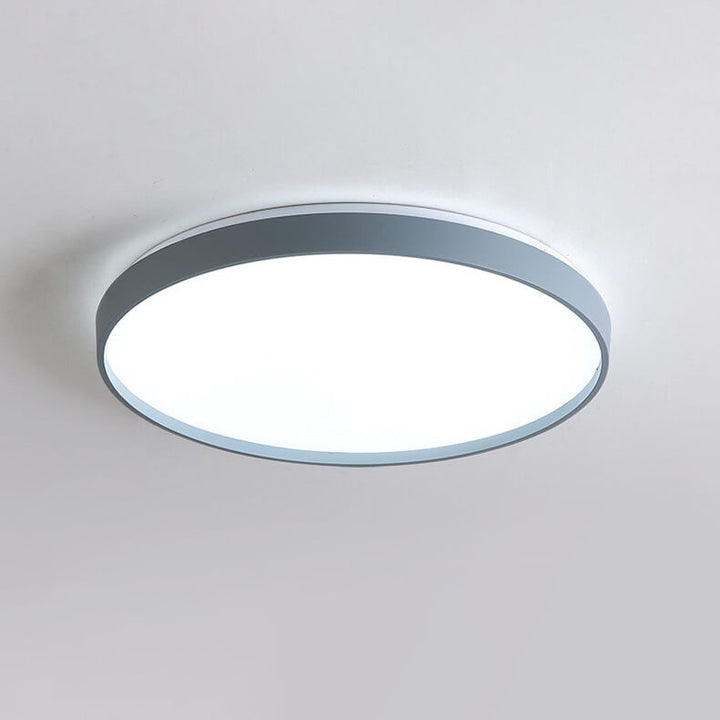 Modern Minimalist Round Solid Color Acrylic Iron LED Flush Mount Ceiling Light For Living Room &amp; Bedroom