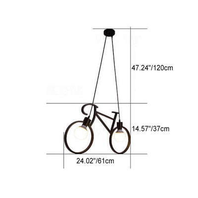 Modern Creative Bicycle Shape Iron 2-Light Kids Chandelier