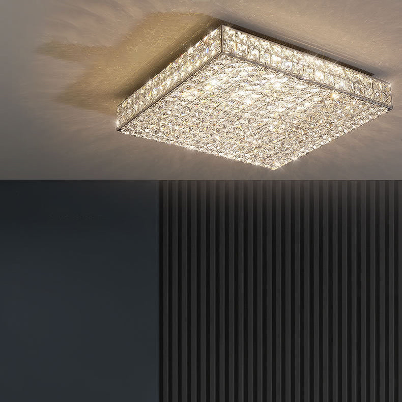 Moderne Luxus Edelstahl Kristall Quadrat Rechteckigen Würfel LED Unterputz Deckenleuchte Für Wohnzimmer 