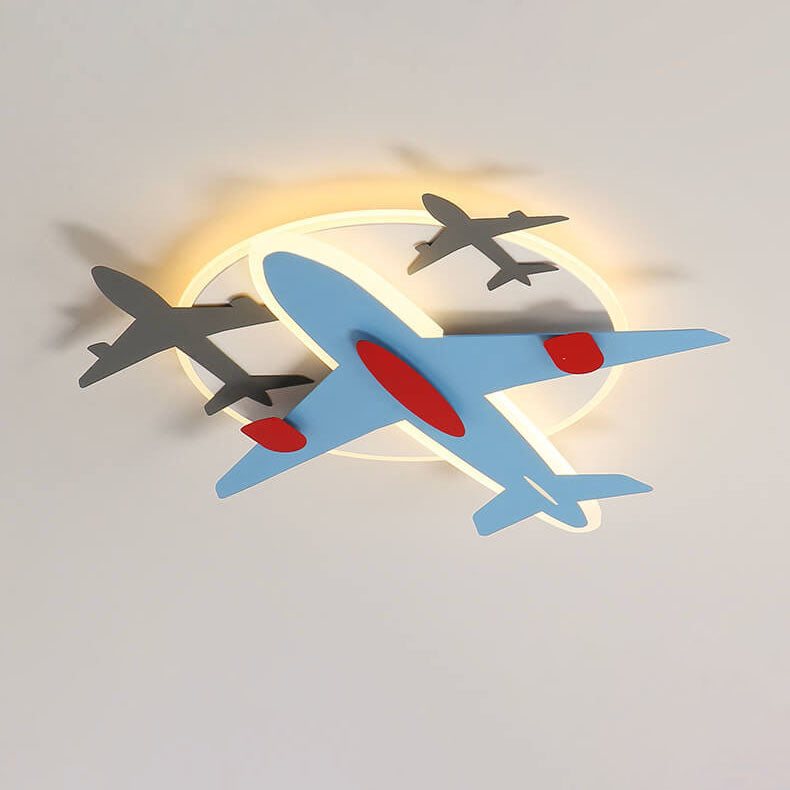 Modern Creative Aircraft Shape LED Cartoon Kids Flush Mount Ceiling Light