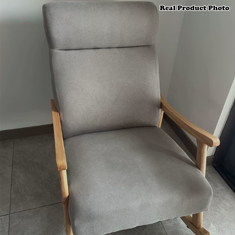 Contemporary Scandinavian Cotton Linen Rubberwood Rectangular Square Curved Recliner Backrest Armrest Footrest For Living Room