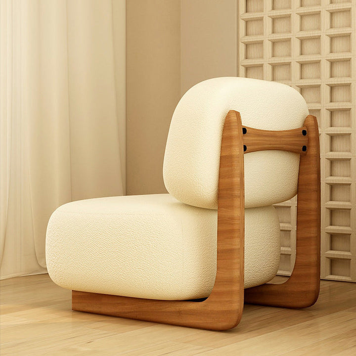 Contemporary Nordic Square Rectangular Fabric Pine Accent Chair Backrest For Living Room