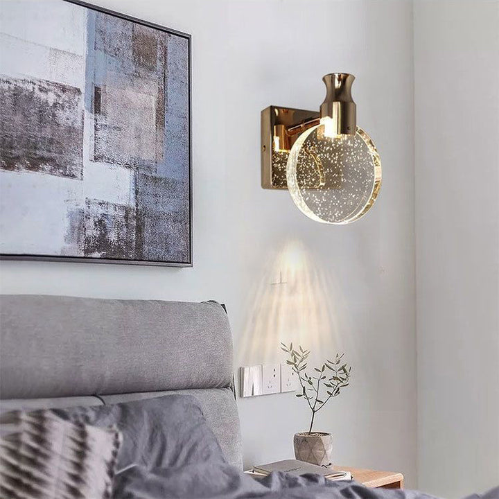 Moderne skandinavische Kristall Runde LED Wandleuchte Lampe für Nachttisch 