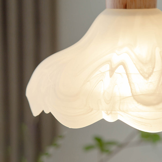 Suspension lumineuse à 1 ampoule en bois massif et verre avec cylindre traditionnel japonais pour salon 