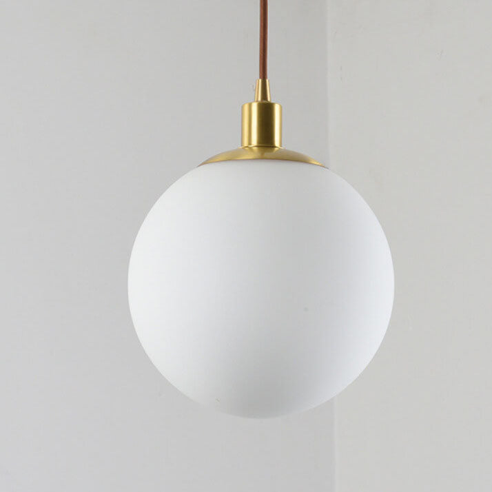 Lámpara colgante de 1 luz, orbe blanca minimalista nórdica 
