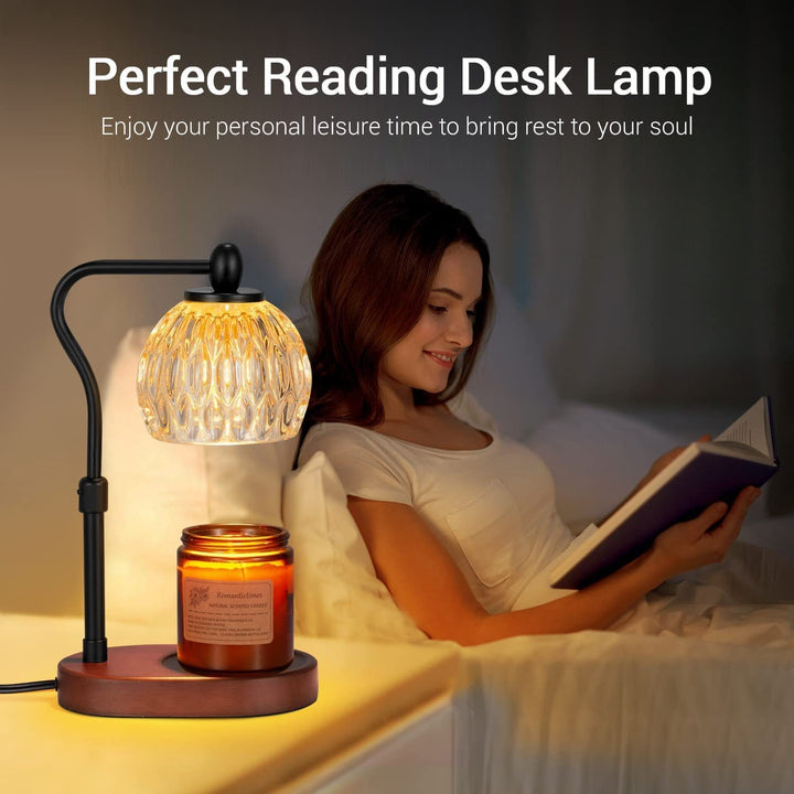 Modern Minimalist Round Glass Rubberwood Iron 1-Light Aroma Melted Wax Table Lamp For Bedroom
