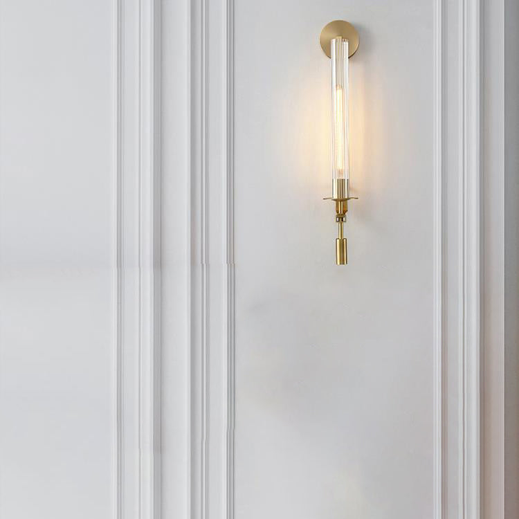 Lámpara Aplique de Pared de 1 Luz con Cilindro de Vidrio de Hierro de Lujo Moderno para Pasillo 