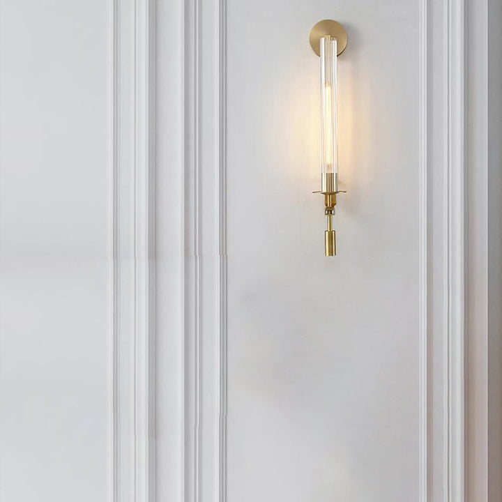 Lámpara Aplique de Pared de 1 Luz con Cilindro de Vidrio de Hierro de Lujo Moderno para Pasillo 