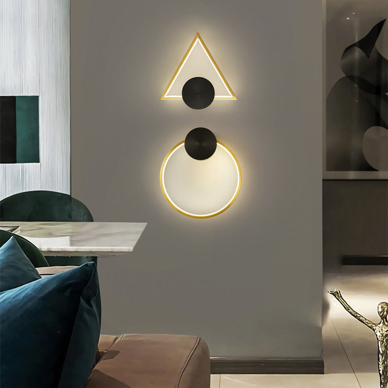 Lámpara de Aplique de Pared LED de Triángulo Cuadrado Círculo de Acrílico Latón Minimalista Moderna Para Sala de Estar 
